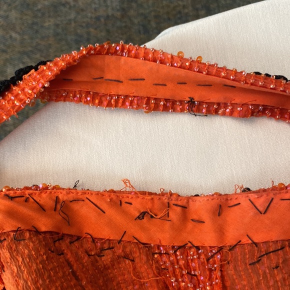 Custom made flapper style dress for a musical. in orange and black. - Picture 6 of 8
